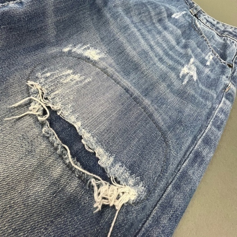 Thrashed Hige Faded Designer Denim Blue Ripped Jeans Stitching and Patchwork 💎 - Picture 8 of 15